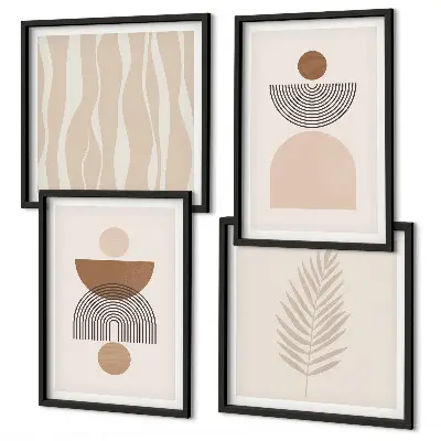 Set tablouri cu forme abstracte maro și bej gata de agățat