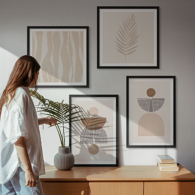 Set tablouri gata de agățat Forme abstracte maro bej