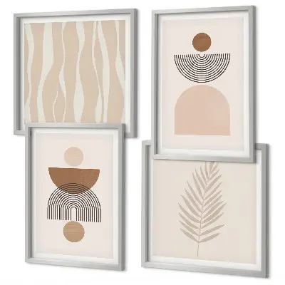 Set tablouri cu forme abstracte maro și bej gata de agățat