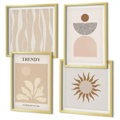Compoziție de tablouri pentru perete cu model abstract elegant în nuanțe de bej