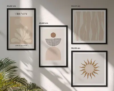 Compoziție de tablouri pentru perete cu model abstract elegant în nuanțe de bej