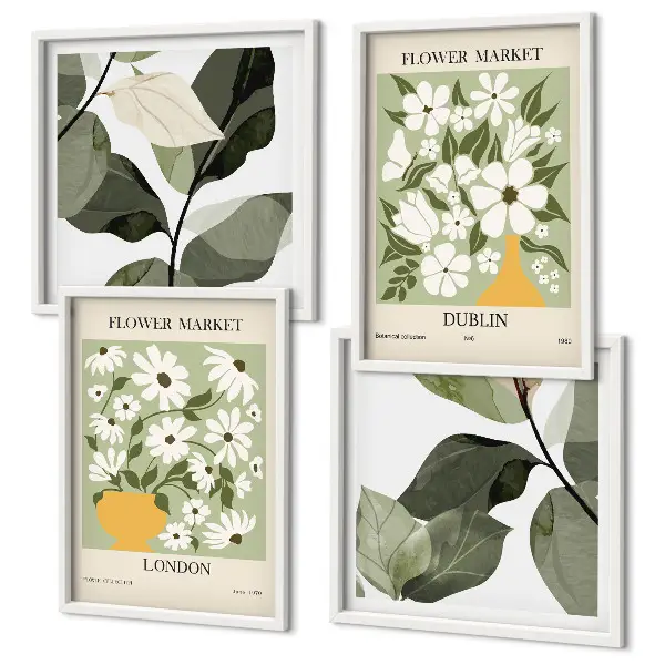 Set de tablouri decorative modele florale cu tematică Londra și Dublin gata de agățat