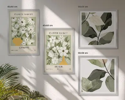 Set de tablouri decorative modele florale cu tematică Londra și Dublin gata de agățat