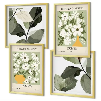Set de tablouri decorative modele florale cu tematică Londra și Dublin gata de agățat