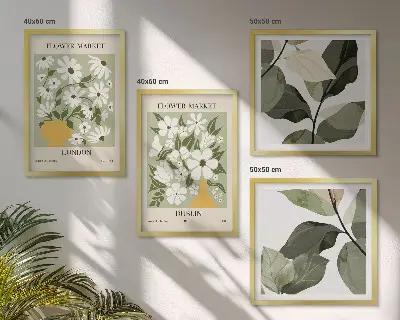 Set de tablouri decorative modele florale cu tematică Londra și Dublin gata de agățat