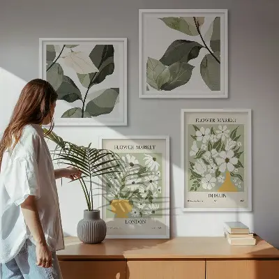 Set de tablouri decorative modele florale cu tematică Londra și Dublin gata de agățat