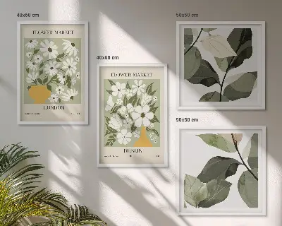 Set de tablouri decorative modele florale cu tematică Londra și Dublin gata de agățat