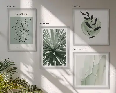 Set de tablouri gata de agățat modele cu plante în nuanțe de bej și verde