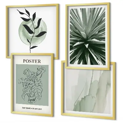 Set de tablouri gata de agățat modele cu plante în nuanțe de bej și verde
