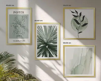 Set de tablouri gata de agățat modele cu plante în nuanțe de bej și verde
