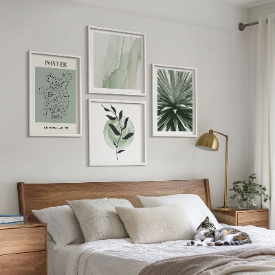 Set tablouri gata de agățat Modele de plante bej-verzi
