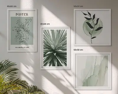 Set de tablouri gata de agățat modele cu plante în nuanțe de bej și verde