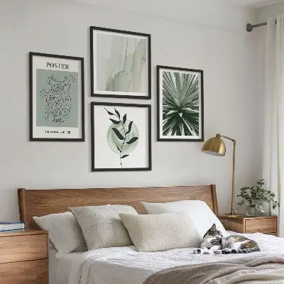 Set de tablouri gata de agățat modele cu plante în nuanțe de bej și verde