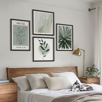 Set tablouri gata de agățat Modele de plante bej-verzi
