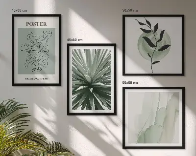 Set de tablouri gata de agățat modele cu plante în nuanțe de bej și verde