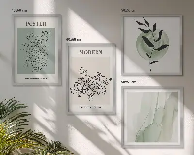 Compoziție de tablouri pentru perete cu model de flori într-o vază modernă