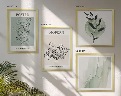 Compoziție de tablouri pentru perete cu model de flori într-o vază modernă
