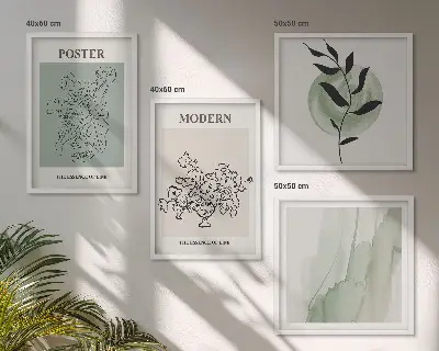 Compoziție de tablouri pentru perete cu model de flori într-o vază modernă