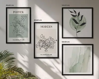Compoziție de tablouri pentru perete cu model de flori într-o vază modernă