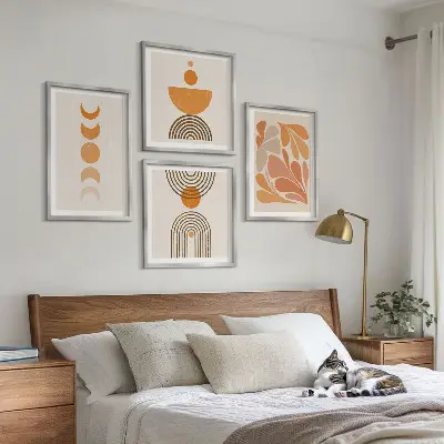 Tablou cu forme abstracte portocalii set gata de agățat