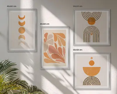 Tablou cu forme abstracte portocalii set gata de agățat