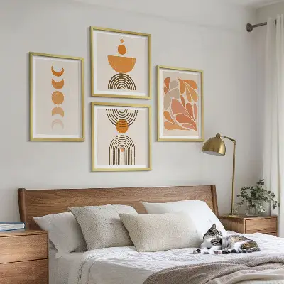 Tablou cu forme abstracte portocalii set gata de agățat