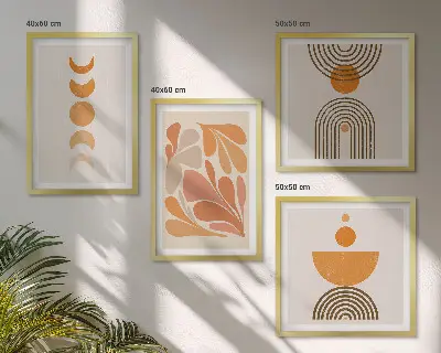 Tablou cu forme abstracte portocalii set gata de agățat