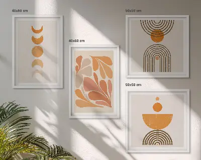 Tablou cu forme abstracte portocalii set gata de agățat