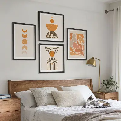 Tablou cu forme abstracte portocalii set gata de agățat