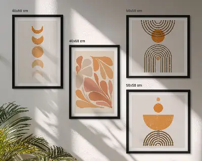 Tablou cu forme abstracte portocalii set gata de agățat