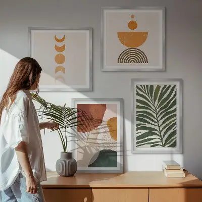 Set tablouri cu forme abstracte de frunze gata de agățat