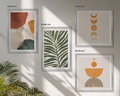 Set tablouri cu forme abstracte de frunze gata de agățat