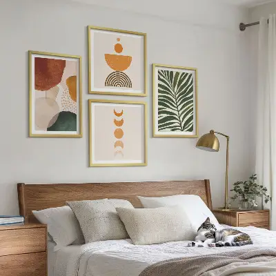 Set tablouri cu forme abstracte de frunze gata de agățat