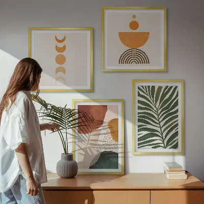Set tablouri cu forme abstracte de frunze gata de agățat