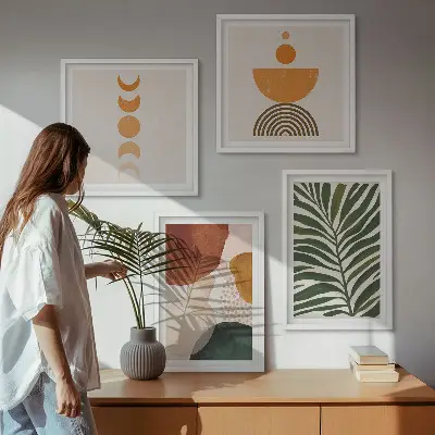 Set tablouri cu forme abstracte de frunze gata de agățat