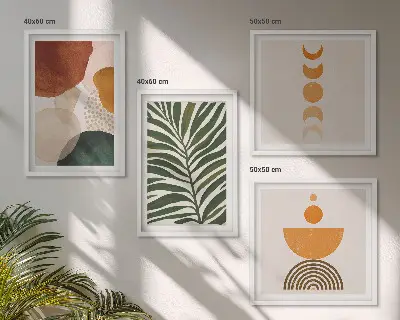 Set tablouri cu forme abstracte de frunze gata de agățat