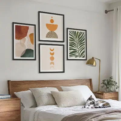 Set tablouri cu forme abstracte de frunze gata de agățat