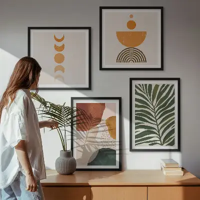 Set tablouri cu forme abstracte de frunze gata de agățat