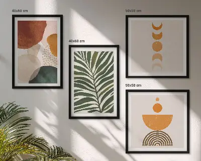 Set tablouri cu forme abstracte de frunze gata de agățat