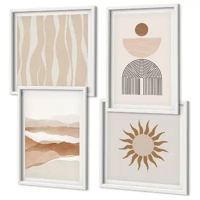 Set de tablouri gata de agățat cu design de geometrie abstractă a peisajului natural