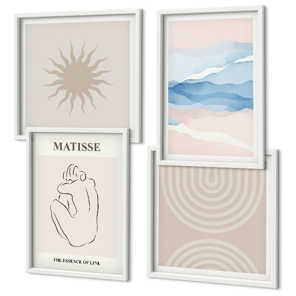 Compoziție de tablouri pentru perete Linii valuri pastel minimalist