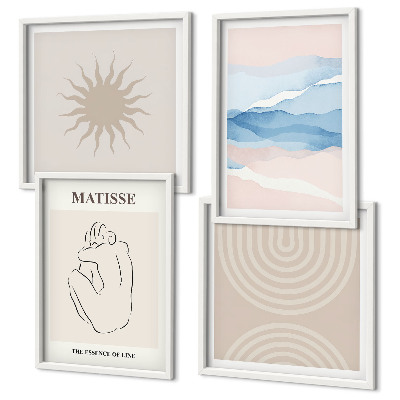 Compoziție de tablouri pentru perete Linii valuri pastel minimalist