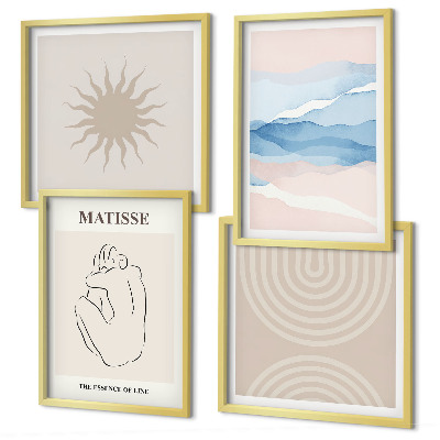 Compoziție de tablouri pentru perete Linii valuri pastel minimalist