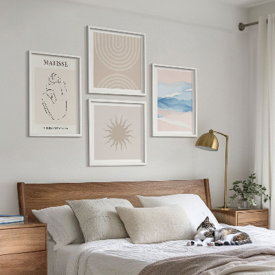 Compoziție de tablouri pentru perete Linii valuri pastel minimalist