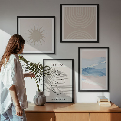 Compoziție de tablouri pentru perete Linii valuri pastel minimalist