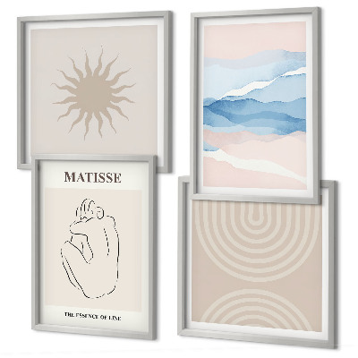 Compoziție de tablouri pentru perete Linii valuri pastel minimalist