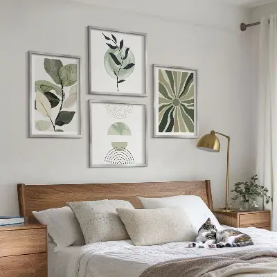 Set de tablouri decorative pentru perete cu model de forme geometrice ale plantelor