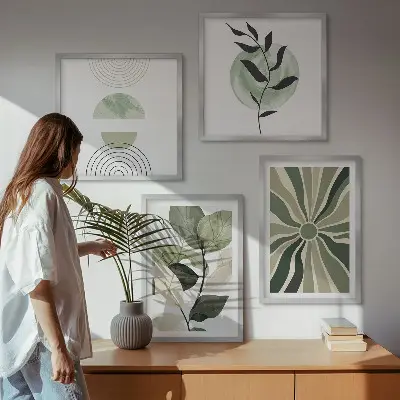 Set de tablouri decorative pentru perete cu model de forme geometrice ale plantelor