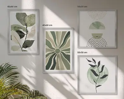 Set de tablouri decorative pentru perete cu model de forme geometrice ale plantelor