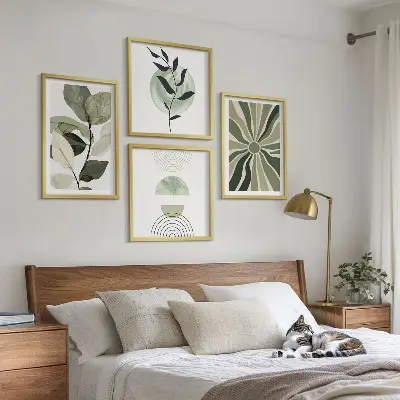 Set de tablouri decorative pentru perete cu model de forme geometrice ale plantelor